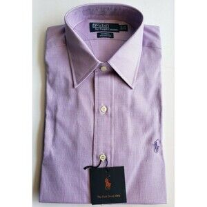 Ralph Lauren Andrew Mens Long Sleeve Lavender Dress Shirt Size 151/2" 34"X35"